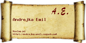 Andrejka Emil névjegykártya